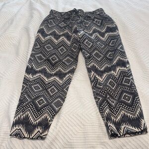 J. Crew Black and White Geometric Drawstring Pants